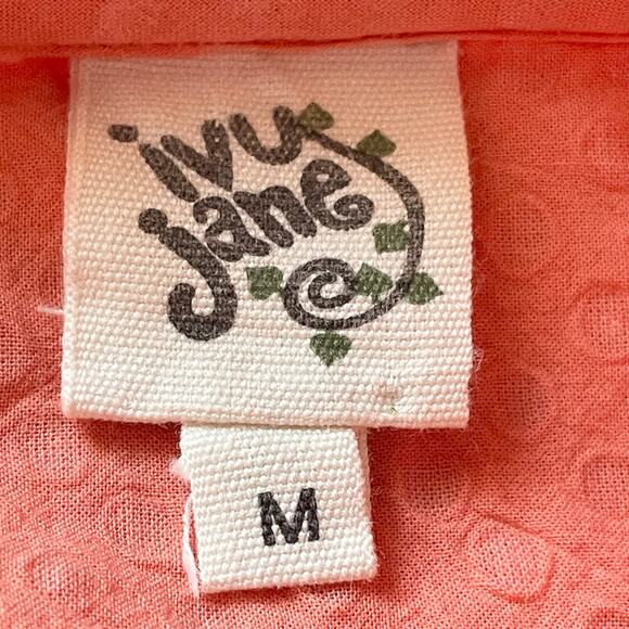 Ivy Jane Button Down Boho Top MED Floral Embroidered Ruffled Bell Sleeve Cottage - Picture 8 of 10